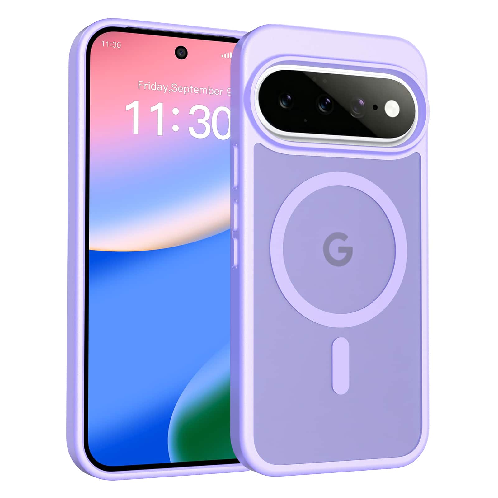Dteck - Shockproof Matte Phone Case for Google Pixel 11 Pro, Translucent Magnetic Protective Cover, Raised Lip Protection - Purple price history on PriceWatchPro