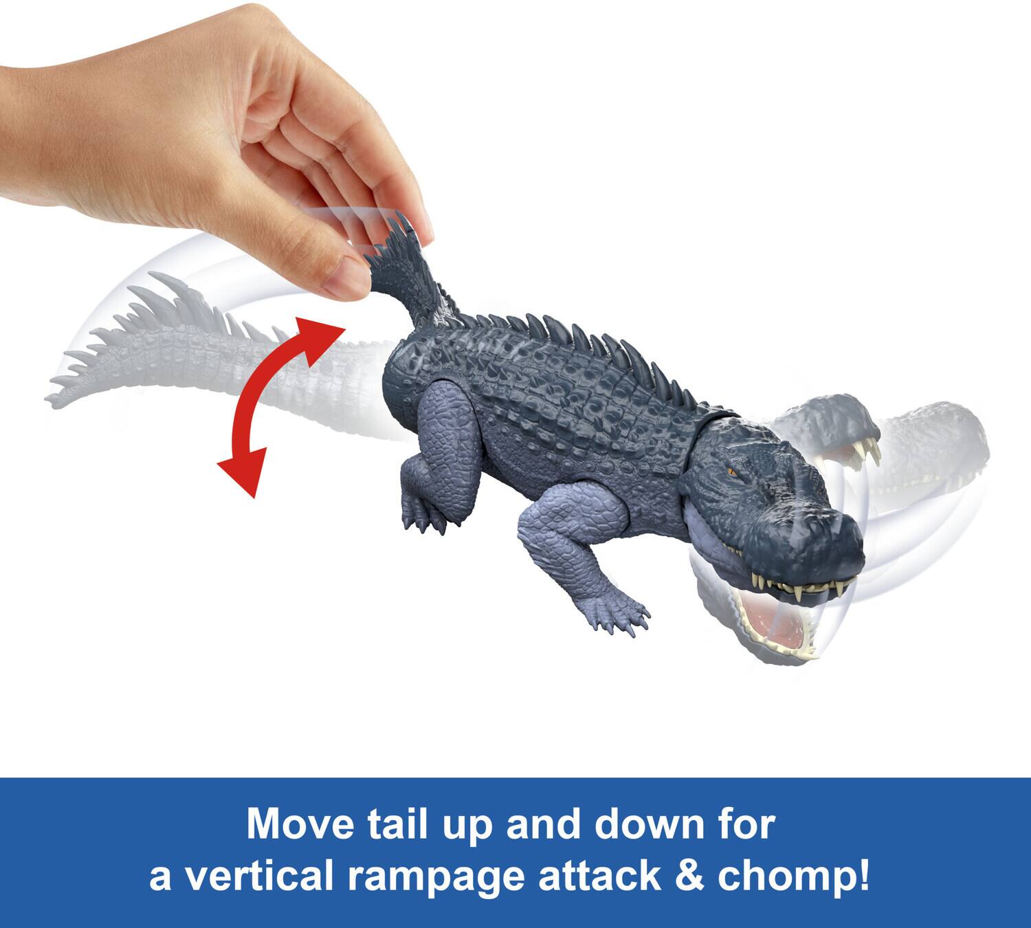 Move tail up and down for a vertical rampage attack & chomp!