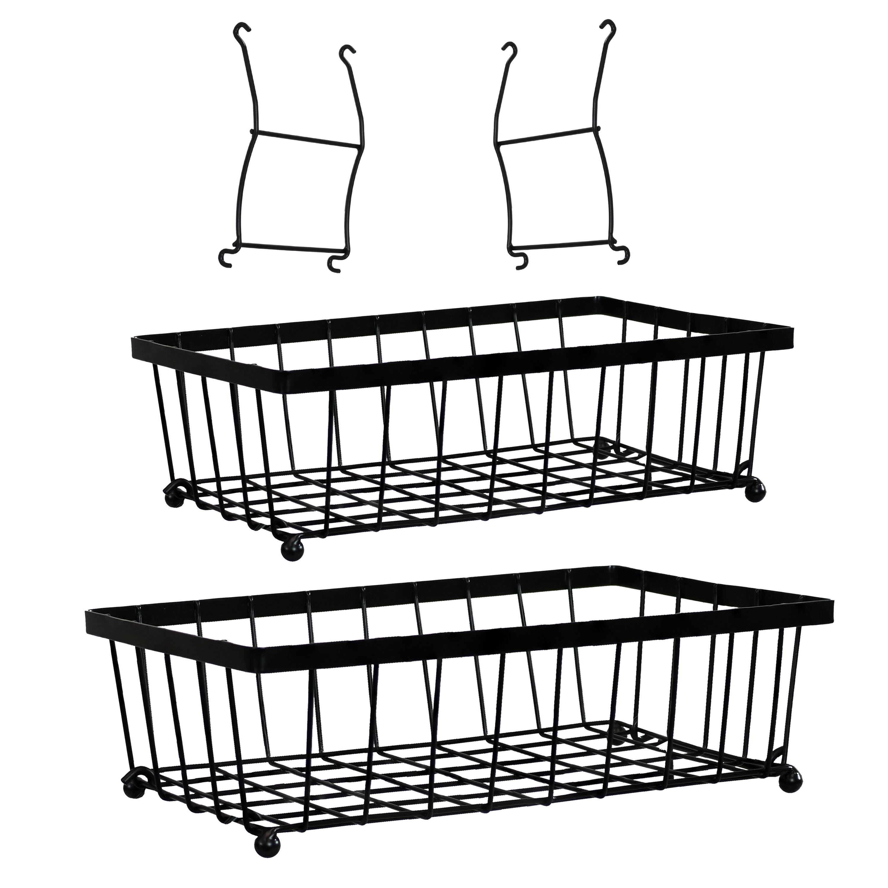 Alt View 5. Sunnydaze - 2-Tier Metal Wire Collapsible Tabletop Storage Basket - Black.