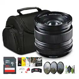 Bundle - Fujifilm - XF 14mm f/2.8 R Lens, SOFT CASE-LG (SLR+2-3 LENSES) , - Black