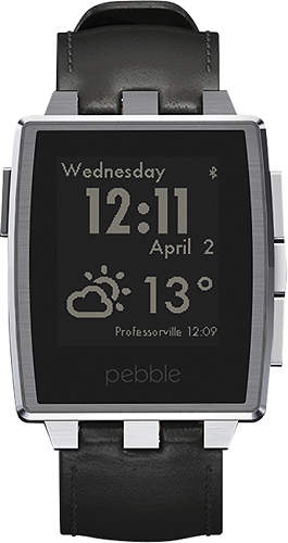 Best Buy: Pebble Steel Smartwatch 33mm Stainless Steel Leather 401SLR