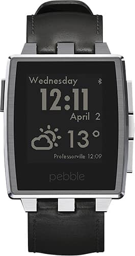 Alt View 1. Pebble - Steel Smartwatch 33mm Stainless Steel - Silver Leather.