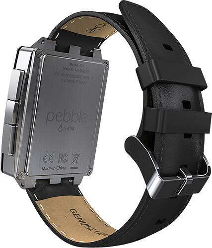 Alt View 2. Pebble - Steel Smartwatch 33mm Stainless Steel - Silver Leather.