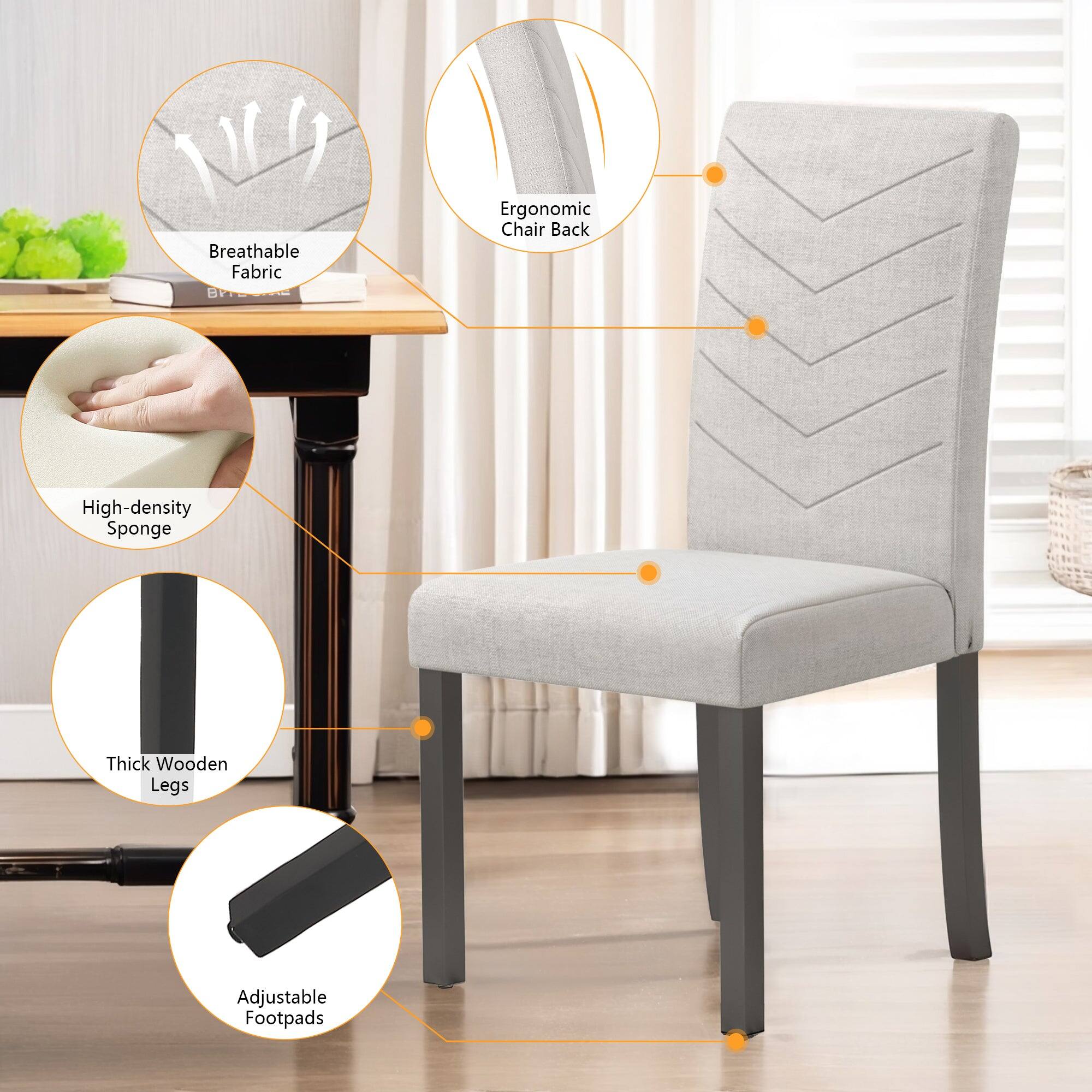 - Breathable Fabric
- Ergonomic Chair Back
- High-density Sponge
- Thick Wooden Legs
- Adjustable Footpads