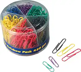 Officemate - Assorted Sizes Paper Clips, 450 Clips/Pack - Assorted Colors