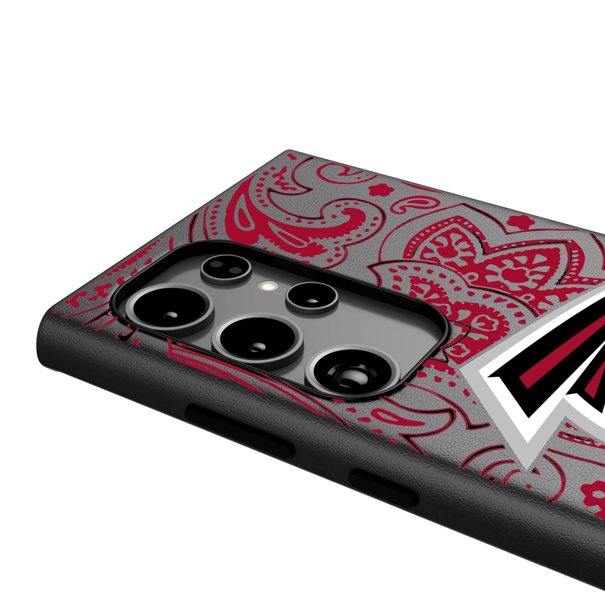 Alt View 3. Keyscaper - Atlanta Falcons Paisley Galaxy Magnetic Bump Case - S24 Ultra - Black.