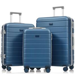 BreeBe - Premium 3-Piece ABS Travel Luggage Set with TSA Lock, 20/24/28 Inch Suitcases and 360° Spinner Wheels - Blue