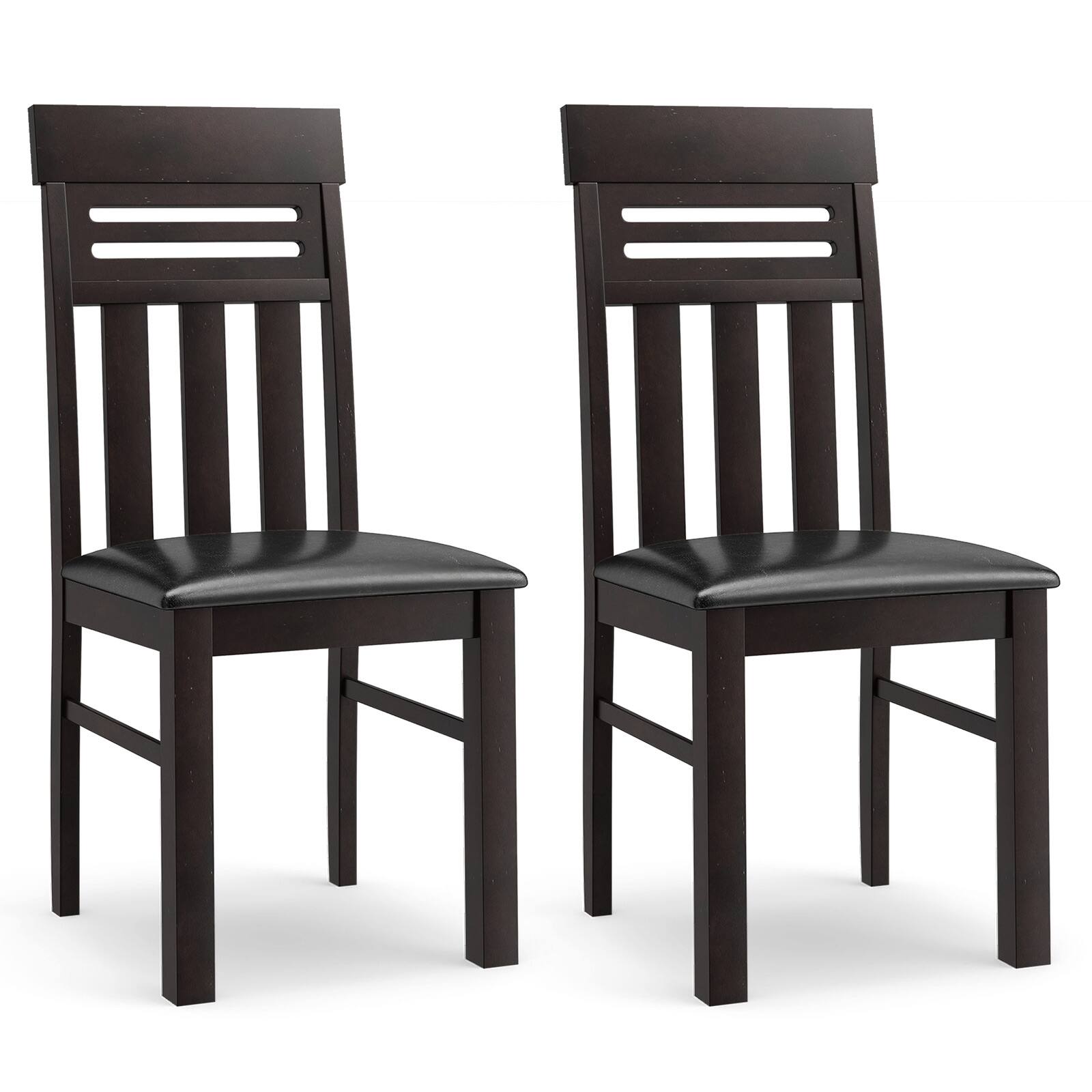 Alt View 9. Gymax - Gymax Dining Chairs Set of 4 PU Leather Farmhouse Side Chairs for Kitchen Living Room Rustic Brown - Brown.