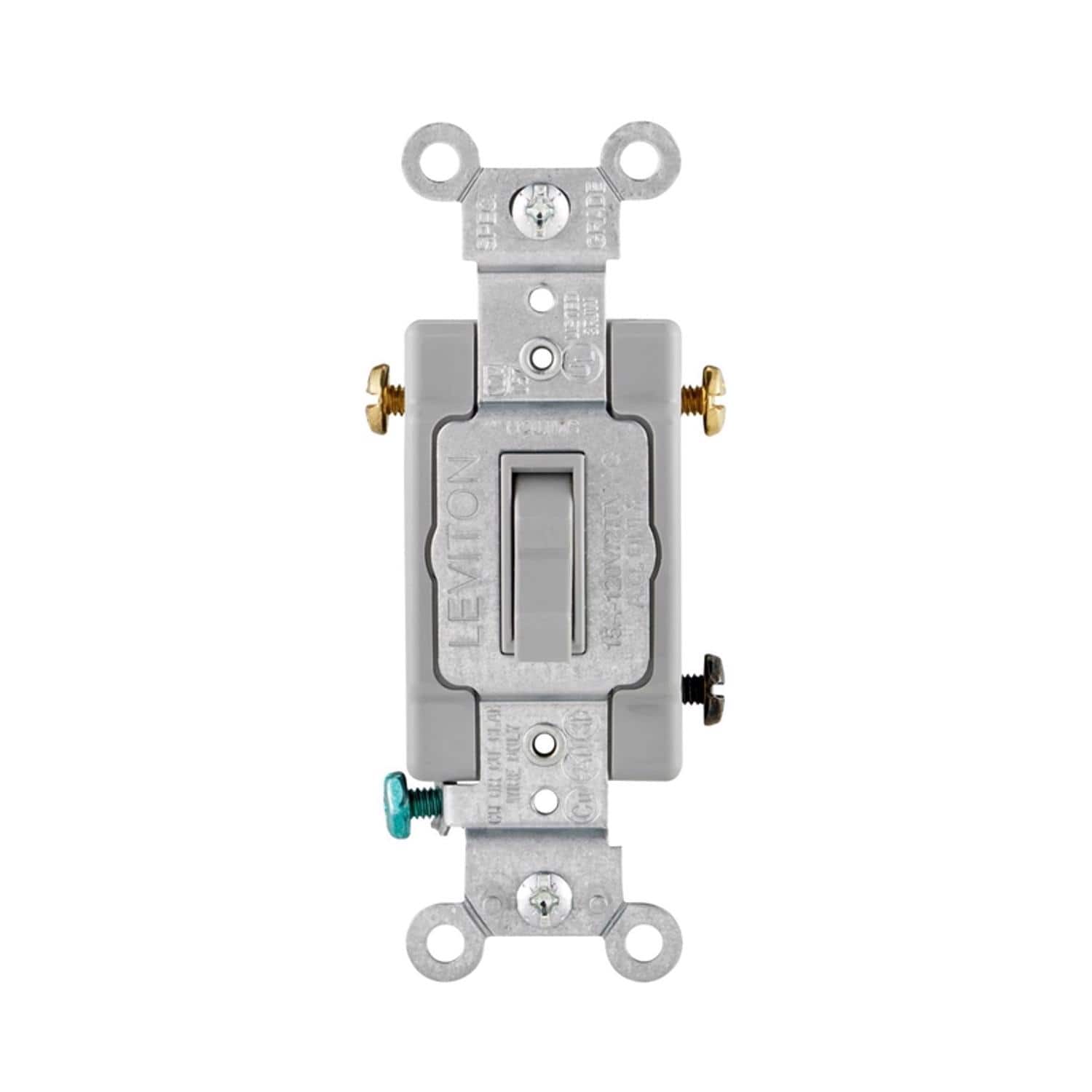 Leviton - 15 amps Three Pole Toggle AC Quiet Switch 1 pk - Gray