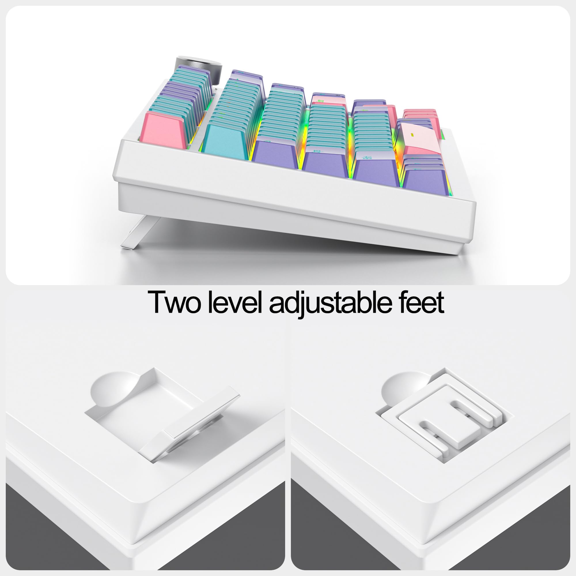 Two level adjustable feet