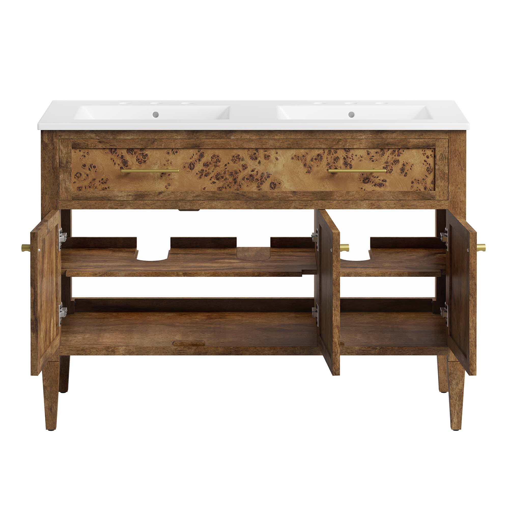 Alt View 5. Modway - Elysian Bathroom Cabinet Basin Not Included by Modway - White Brown.