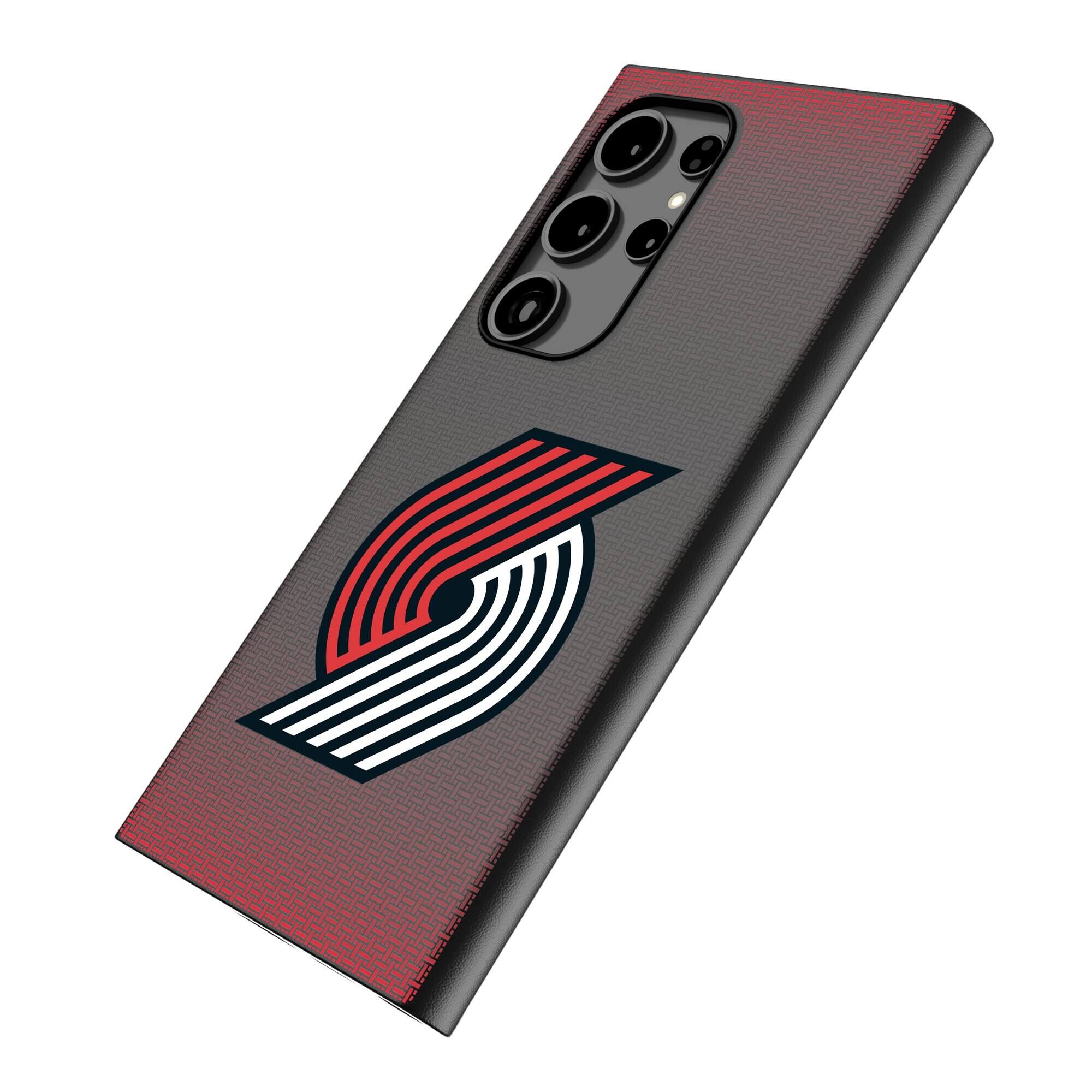 Alt View 1. Keyscaper - Portland Trail Blazers Linen Galaxy Magnetic Bump Case - S25 Ultra - Black.