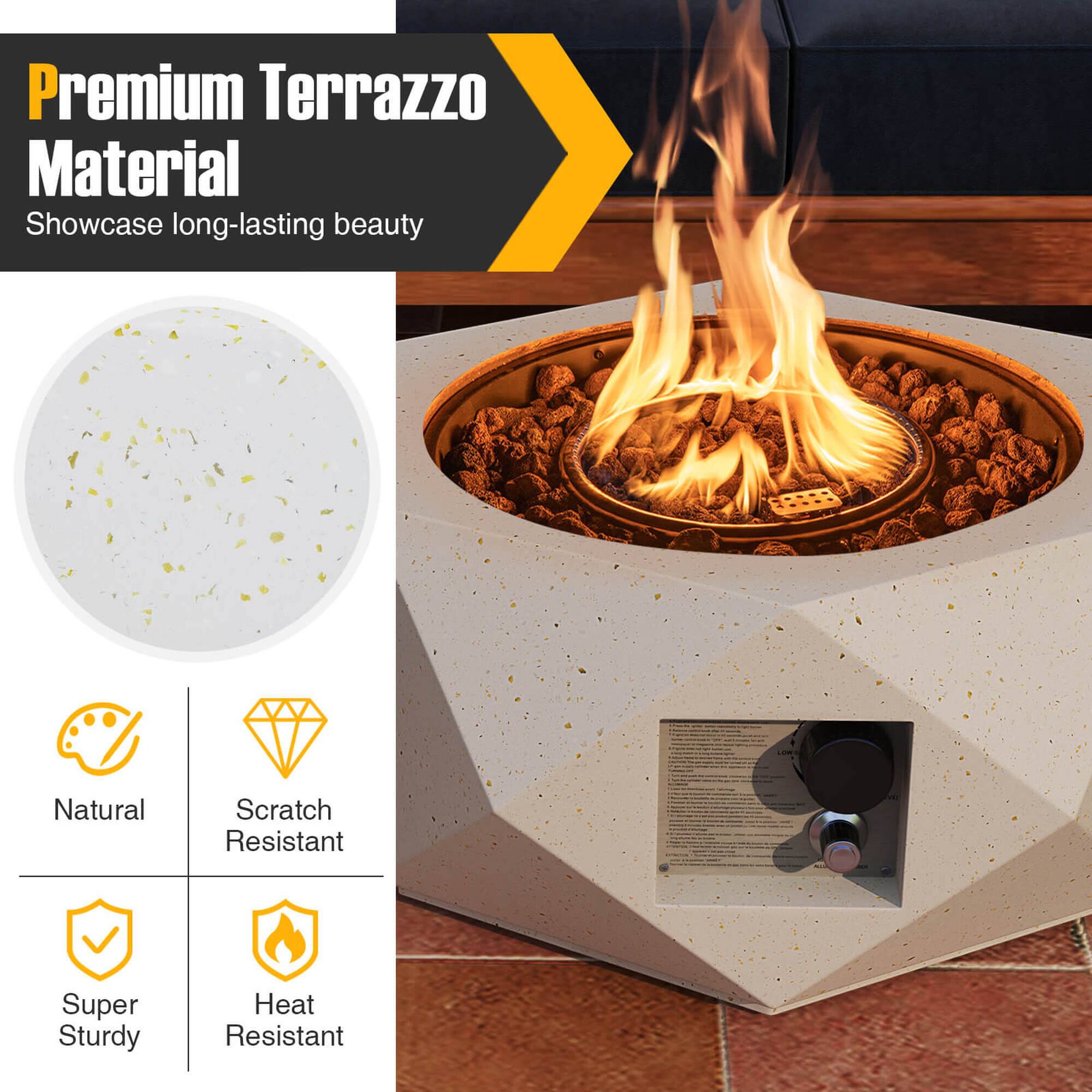 Premium Terrazzo Material  
Showcase long-lasting beauty  

- Natural  
- Scratch Resistant  
- Super Sturdy  
- Heat Resistant