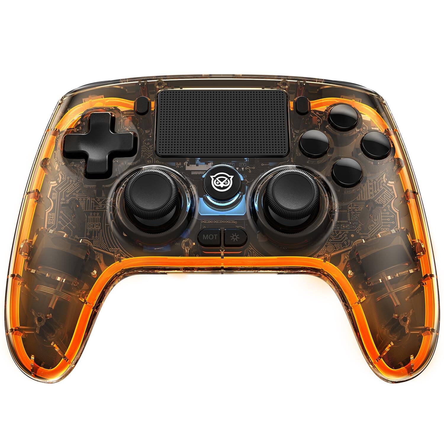 Dazzling Pops - controller for ps4 hall effect joysticks triggers with rgb light buttons audio jack ps4 pc ios android - Brown