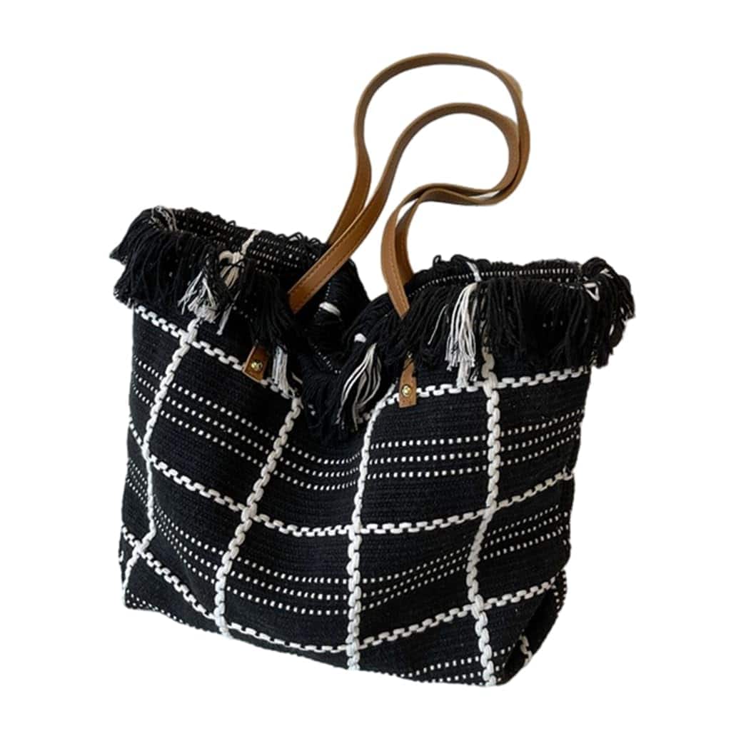 Auledio - Women's Canvas Shoulder Bag Large Capacity Summer Beach Shoulder Handbag Commuting Bag for Travel and Daily Use - black