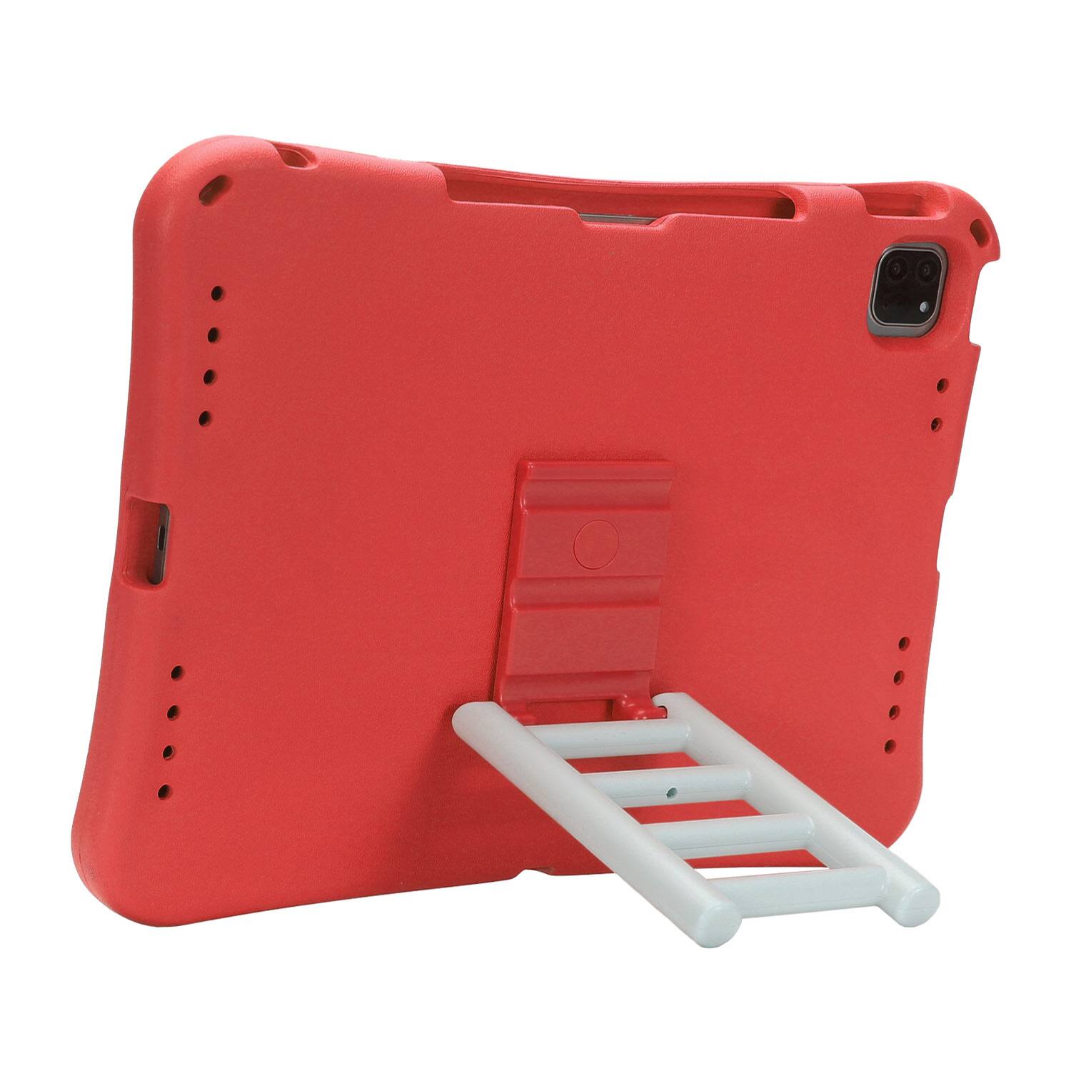 Left. Dteck - for Apple iPad Air (M4) 13" 2026/(M3) 2025/(M2) 2024 Rugged Case,Shockproof Heavy Duty EVA Cover with Rotating Stand - Red.