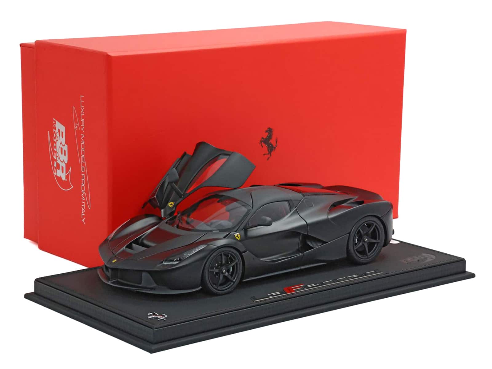 Ferrari LaFerrari Matt Black With Display Case Limited Edition to 78 pieces Worldwide 1/18 Diecast Model Car by BBR