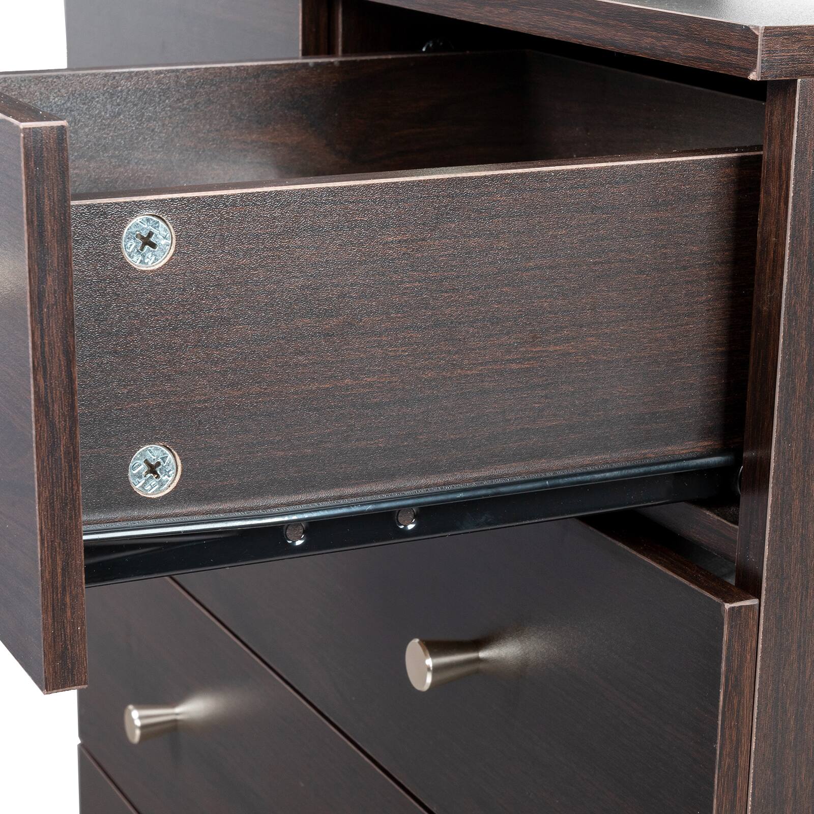 Alt View 9. Kadyn - 5 Drawer Dresser with Gold Handle, Nursery Dresser Chest Of Drawers Organizer - Brown.