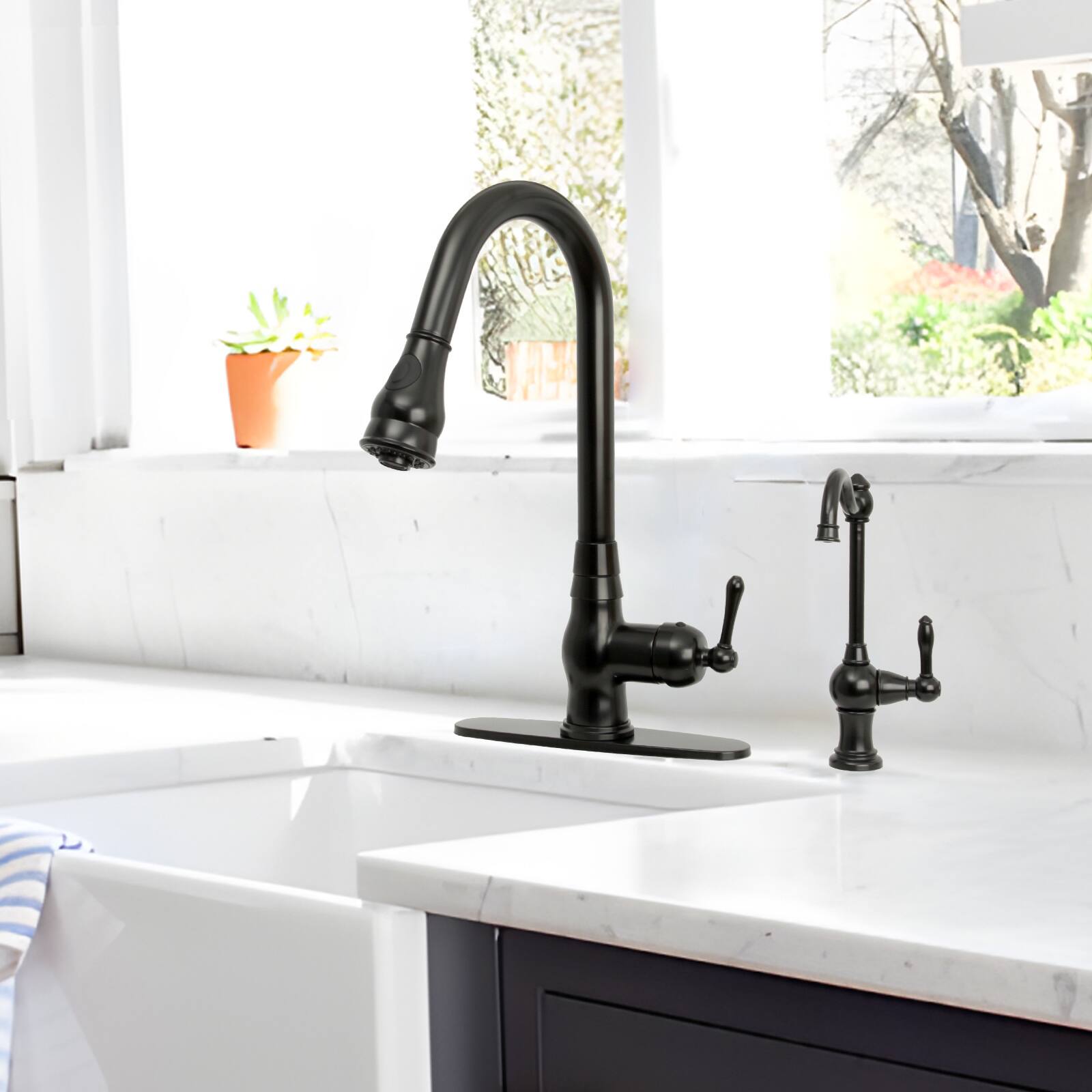 Alt View 7. Akicon - Akicon One-Handle Solid Brass Kitchen Drinking Water Filter Faucet in Matte Black - Matte Black.