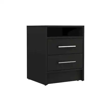 Front. TuHome - Eter Nightstand Black MDF - Brown.
