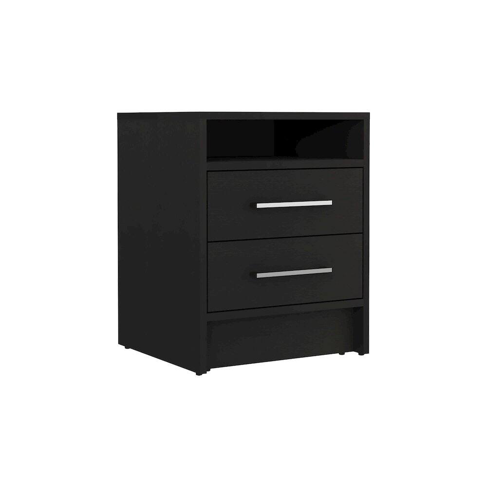 Front. TuHome - Eter Nightstand Black MDF - Brown.
