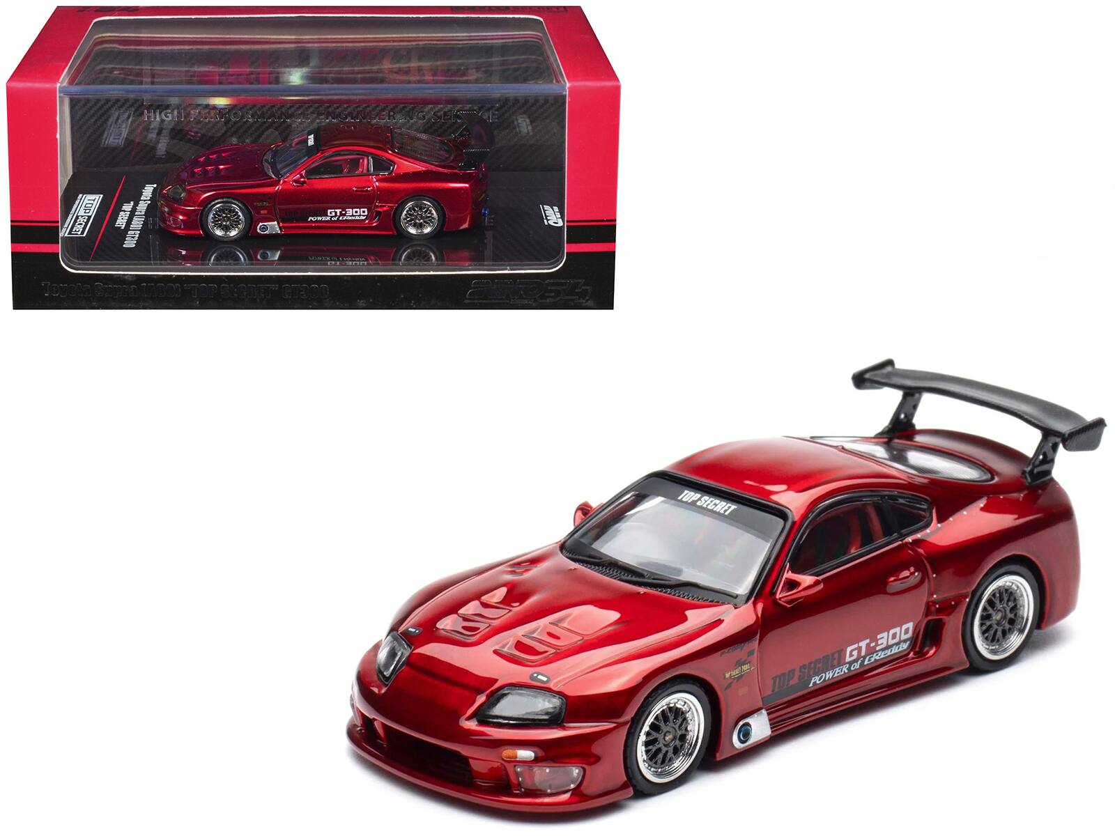 Toyota Supra (A80) "Top Secret" GT300 RHD (Right Hand Drive) 1/64 Diecast Model Car by Inno Models - Red Metallic