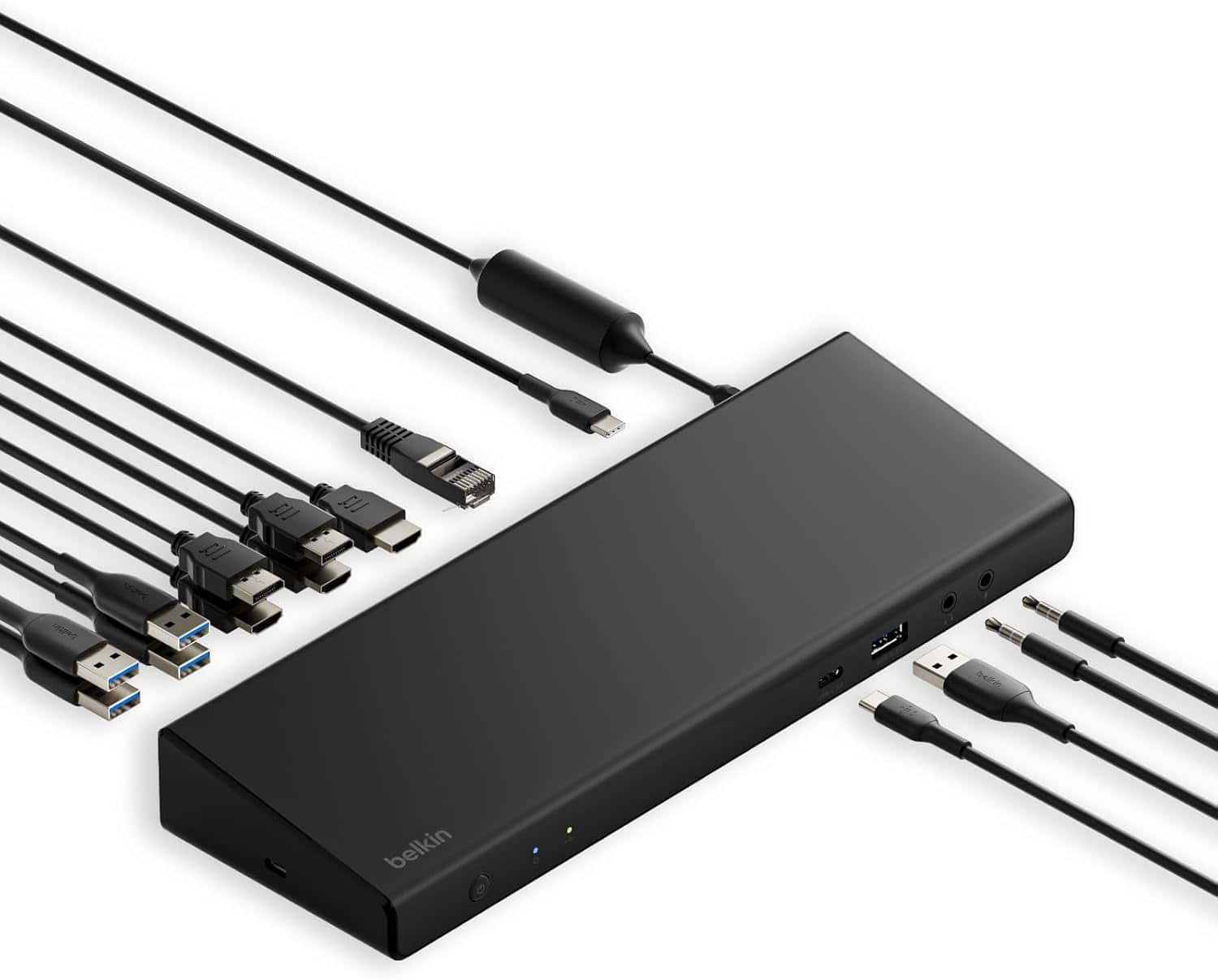 Belkin - 15-in-1 Universal Triple Display DisplayLink Docking Station Hub w/ 3 HDMI Ports, 2 DisplayPorts for Triple 4K Display - Black