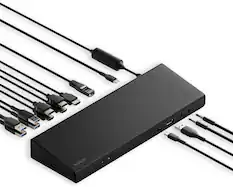 Front. Belkin - 15-in-1 Universal Triple Display DisplayLink Docking Station Hub w/ 3 HDMI Ports, 2 DisplayPorts for Triple 4K Display - Black.