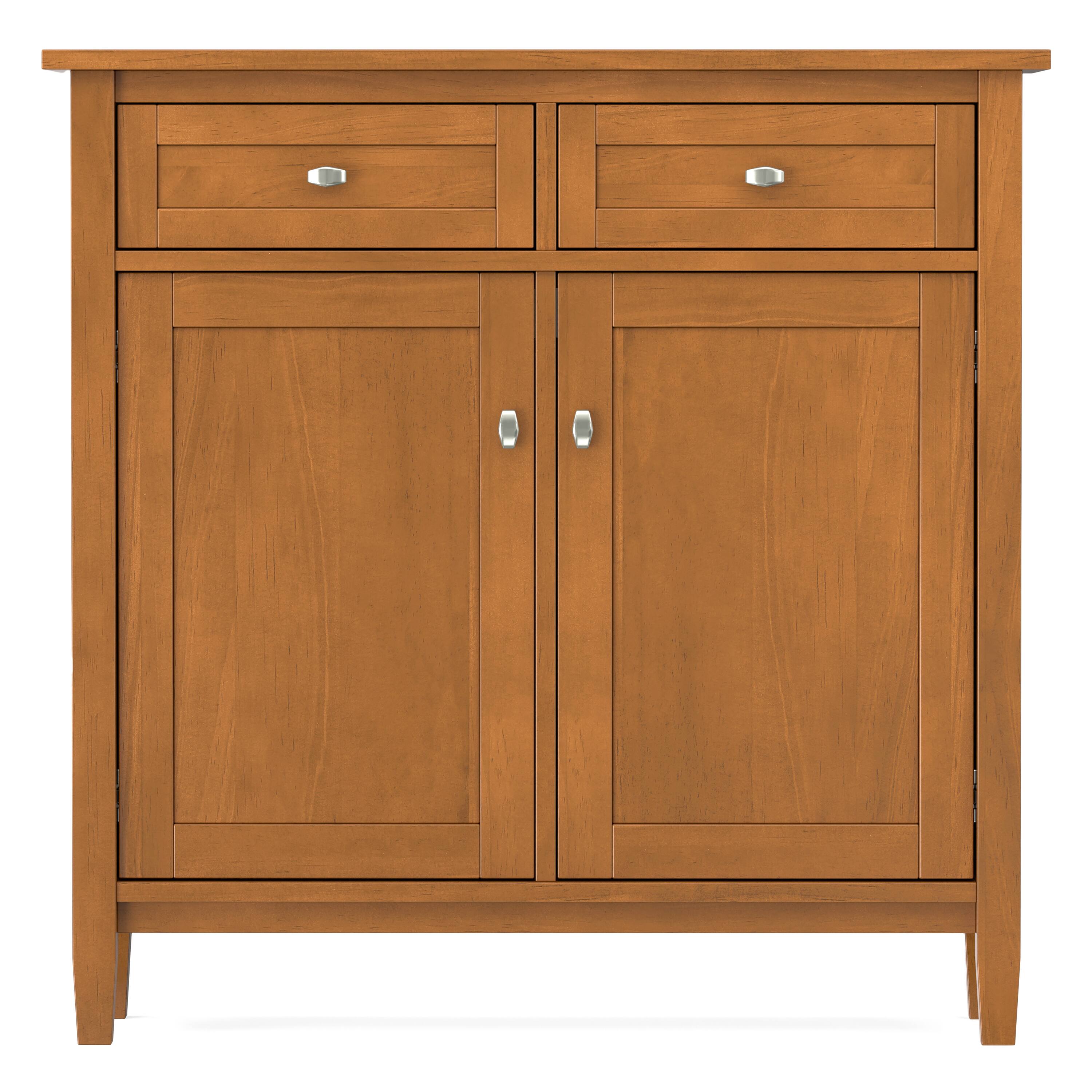 Back. Simpli Home - Simpli Home Warm Shaker SOLID WOOD 36 inch Wide Transitional Entryway Storage Cabinet in Light Golden Brown - Light Golden Brown.