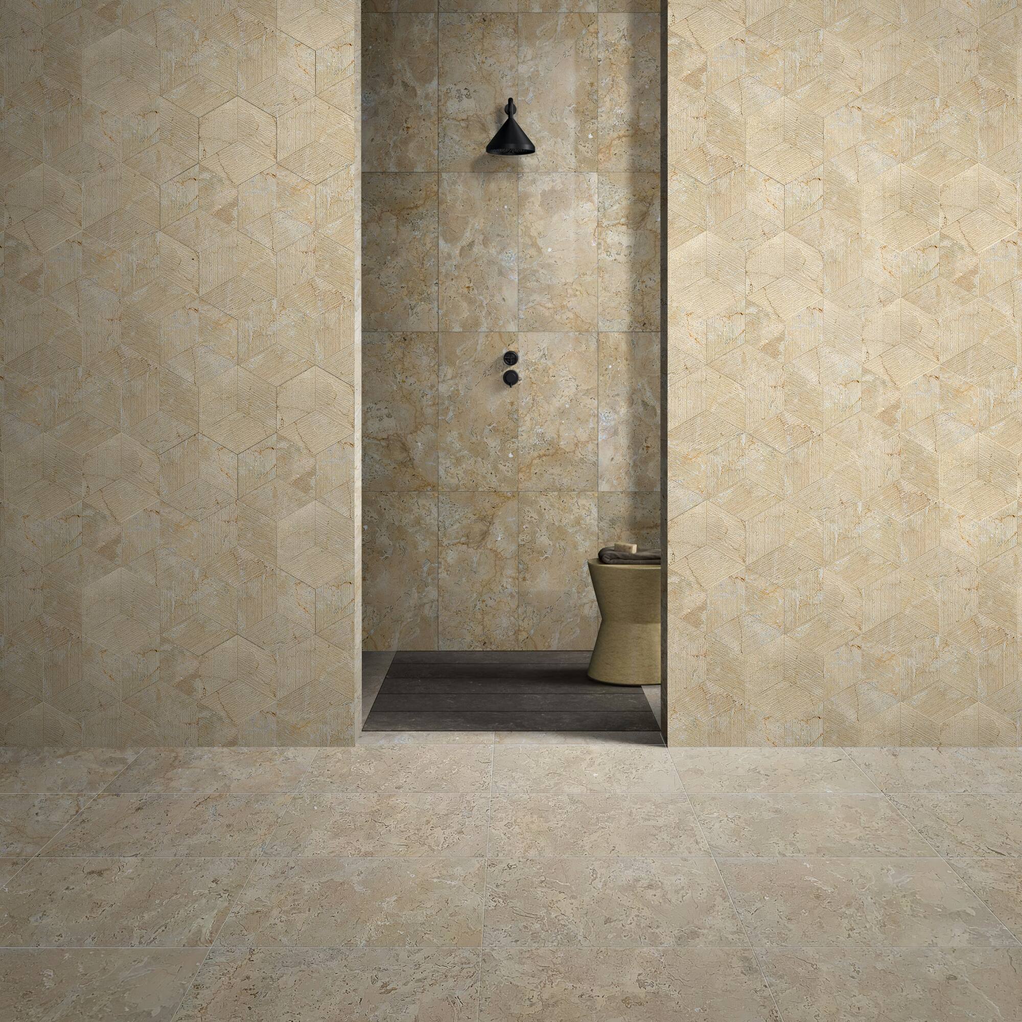 Alt View 2. GOODSILO - Premium Honed Finish Natural Marble Tiles for Elegant Floor and Wall Applications - Beige+Gold.