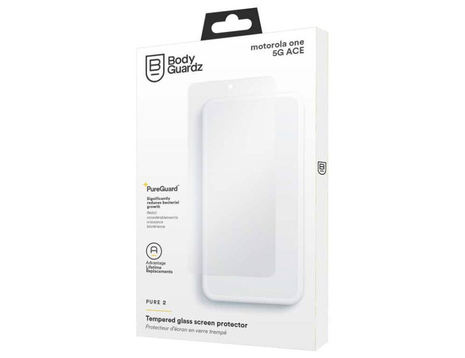Body Guardz
motorola one 5G ACE
PureGuard
Significantly reduces bacterial growth
Advantage Lifetime Replacements
PURE 2
Tempered glass screen protector
Protecteur d'écran en verre trempé