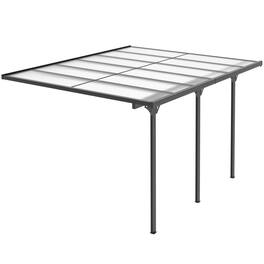 Outsunny - x 10' Outdoor Polycarbonate Pergola, Transparent UV Blocking Awning, Hardtop Deck Gazebo - Gray