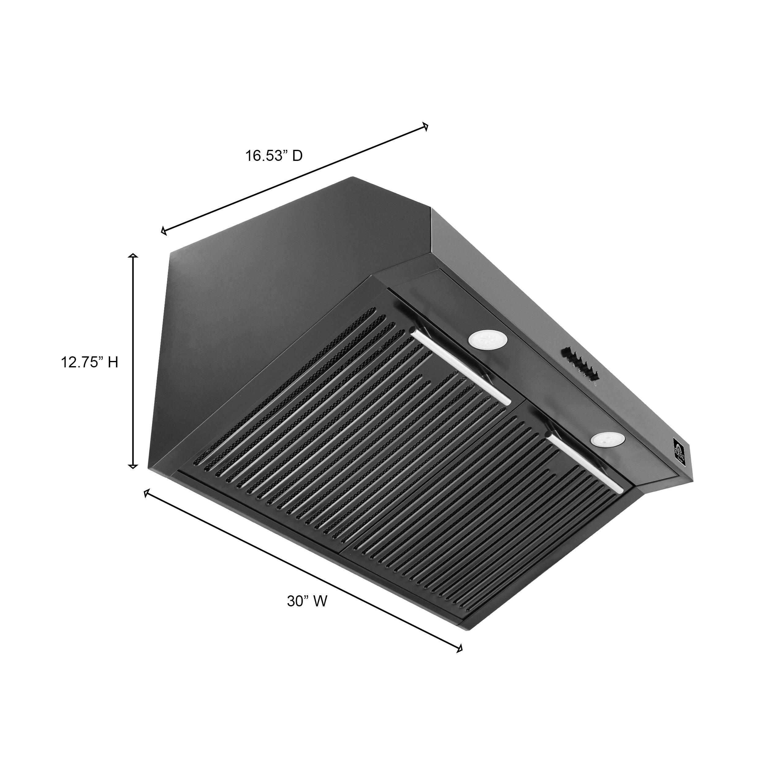 16.53" D  
12.75" H  
30" W