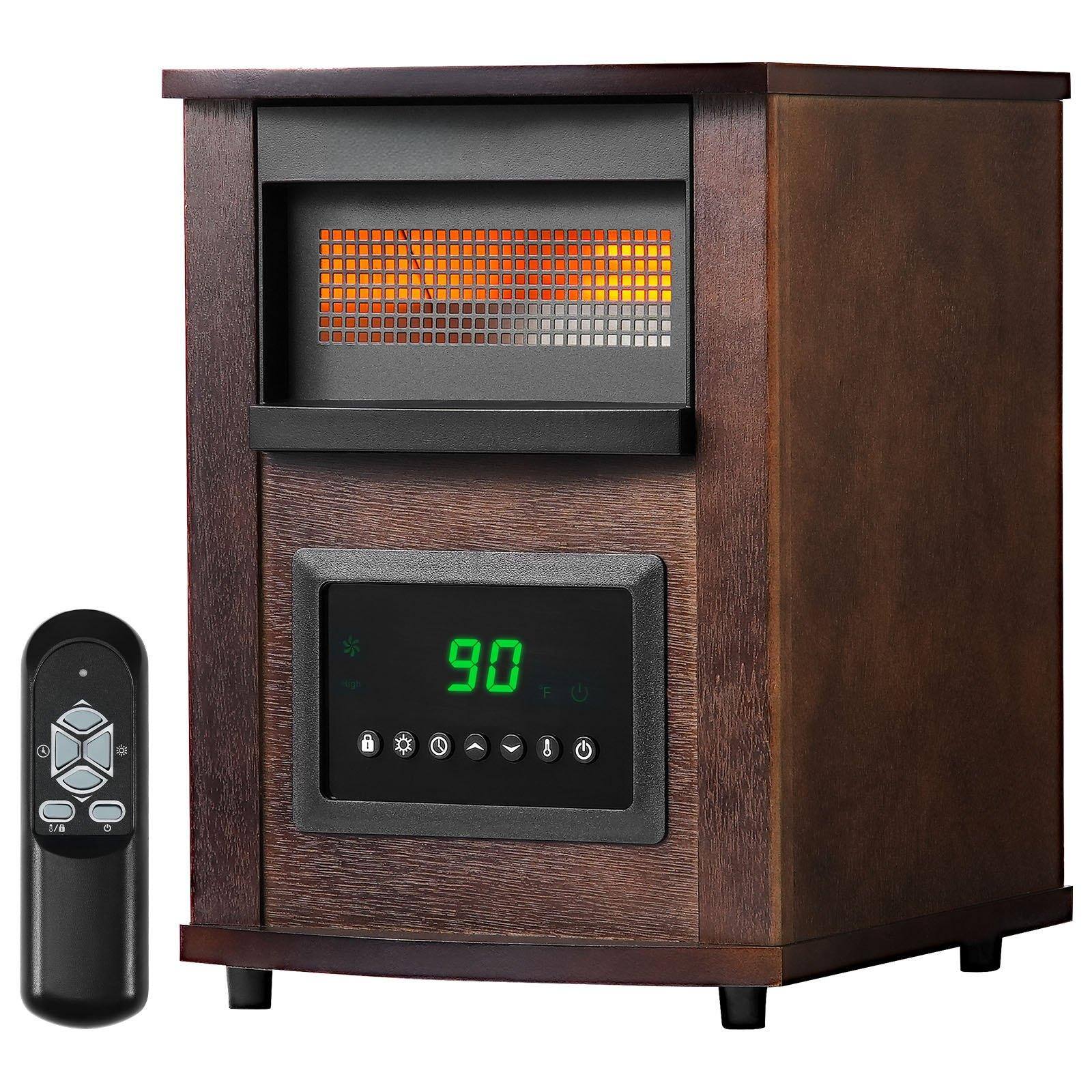 Front. Glintex - Electric Space Heaters 1500W Infrared Indoor Outdoor Heater Remote Control LED Display 24H Timer Adjustable Temperature - Brown.