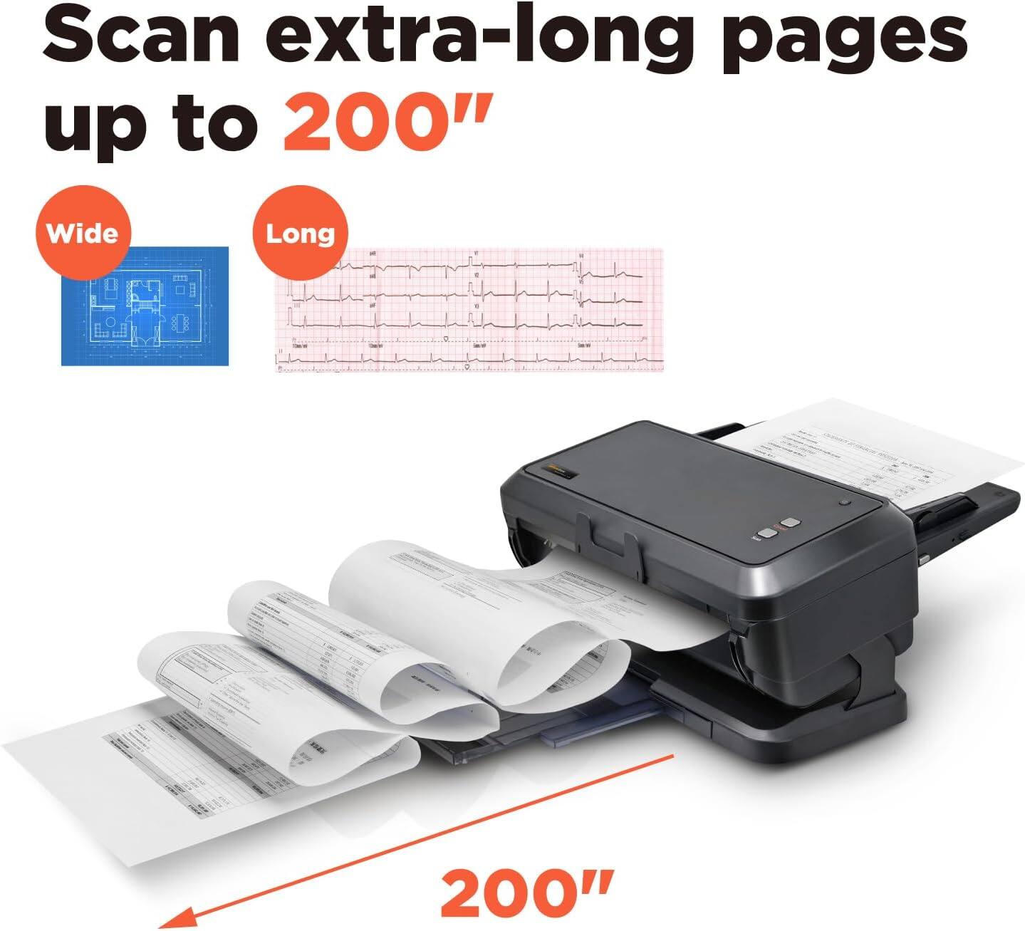 Scan extra-long pages up to 200"