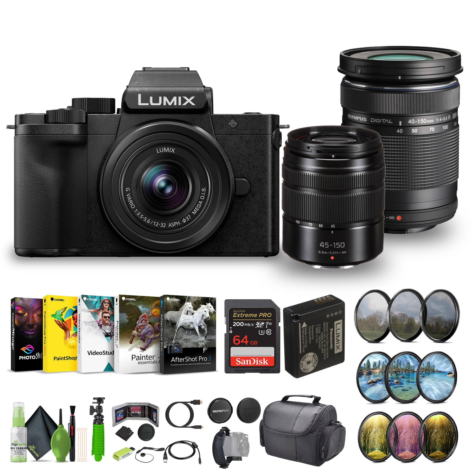 LUMIX CEMPUS 3:4-58 E DIGITAL 40-150mm S 70 100 40 50 LUMIX G TO .1.S. VARIO MEGA sE-graz 37 ASPH. T 3 N0 4 a 45-150 0.9m/3.87L-00 TO COmL Fullca A | Cooaas i : | PAttEr | VideoStud PHOTO) PaintShop - V Aarno S 5 Painter AfterShot Pro essentials - Laniasa Extreme PRO 200 ME i C 64 CH SanDisk I d 3 tanasanio LUMIX

LUMIX G VARIO 14-42mm / 3.5-5.6 ASPH. 43 0.9m/3.87L-00
LUMIX G VARIO 45-150mm / 4-5.6 ASPH. 0.9m/3.87L-00
LUMIX G VARIO 40-150mm /