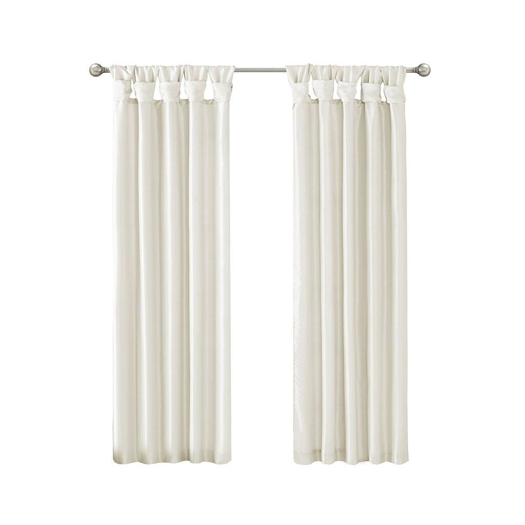 Alt View 4. BreeBe - Twist Tab Lined Window Curtain Panel White 50x108' - White.