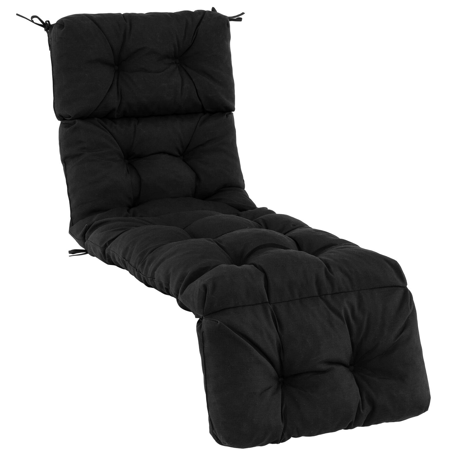 Alt View 6. Gymax - Gymax Set of 4 73'' Lounge Chaise Cushion Padded Recliner Cushion Black - Black.