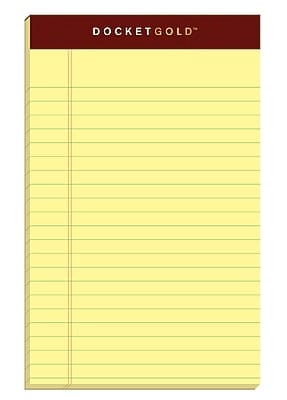 TOPS - Docket Gold Notepads, 5" x 8", 50 Sheets/Pad, 12 Pads/Pack - Canary