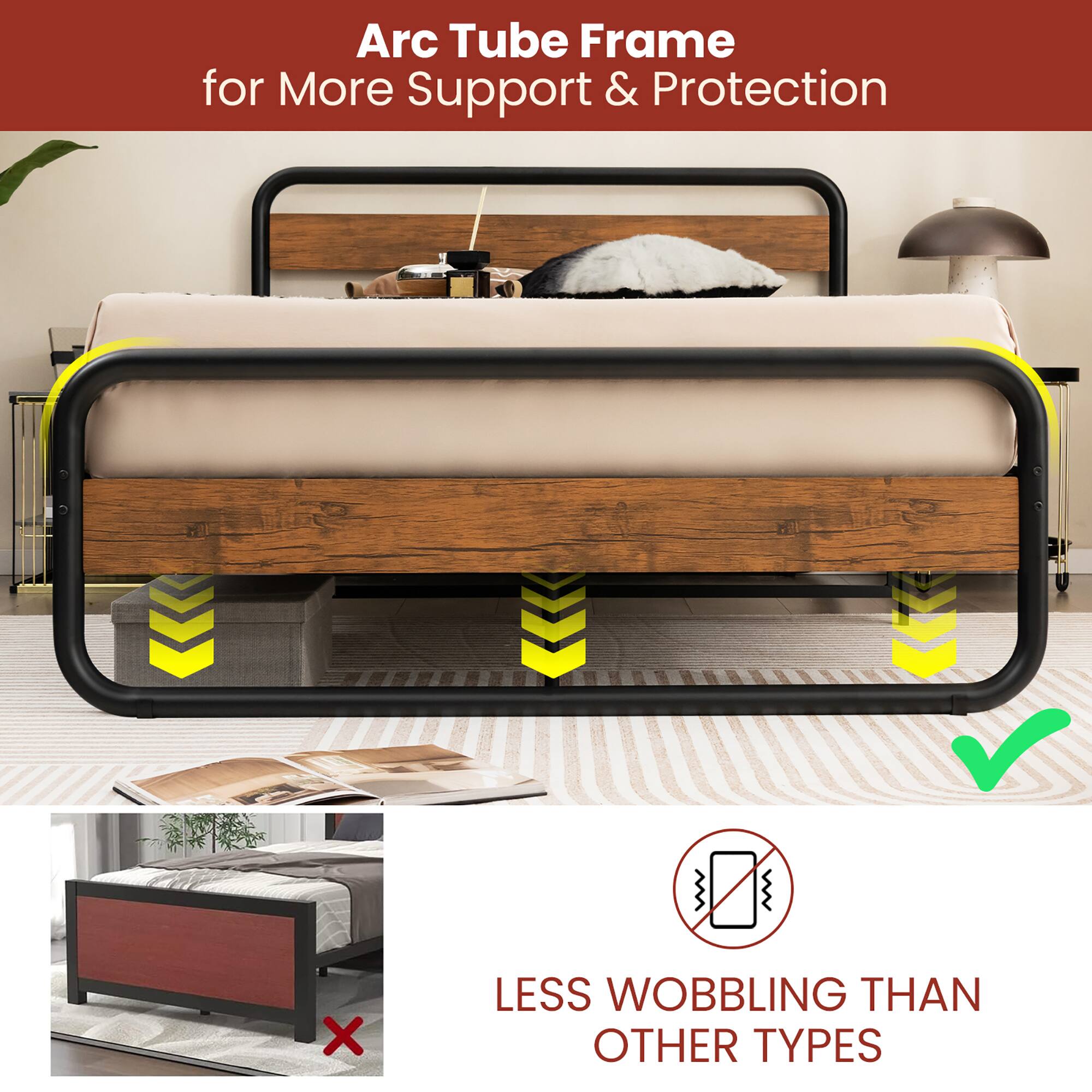 Arc Tube Frame  
for More Support & Protection  

LESS WOBBLING THAN OTHER TYPES