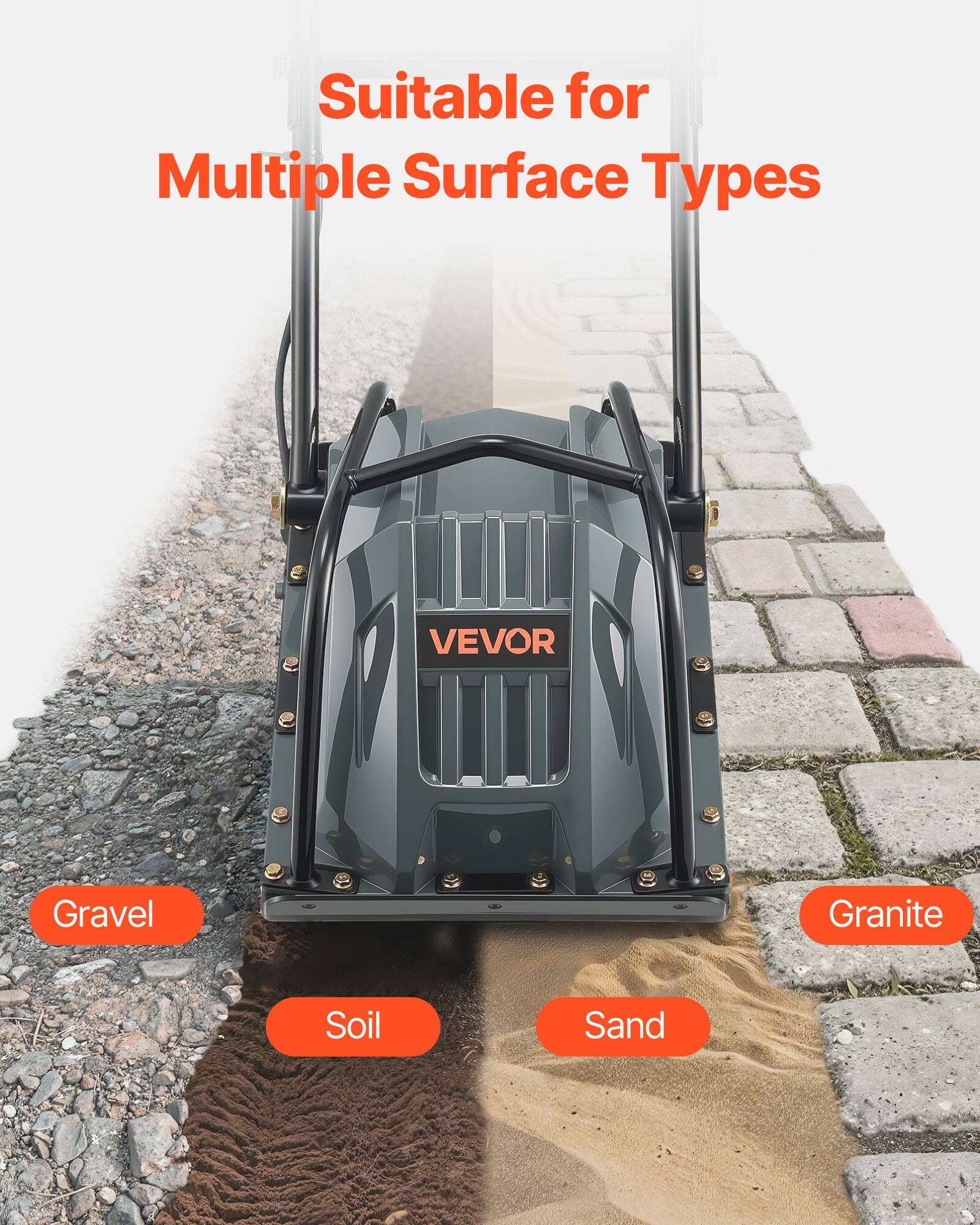 Suitable for Multiple Surface Types

VEVOR

Gravel
Granite
Soil
Sand