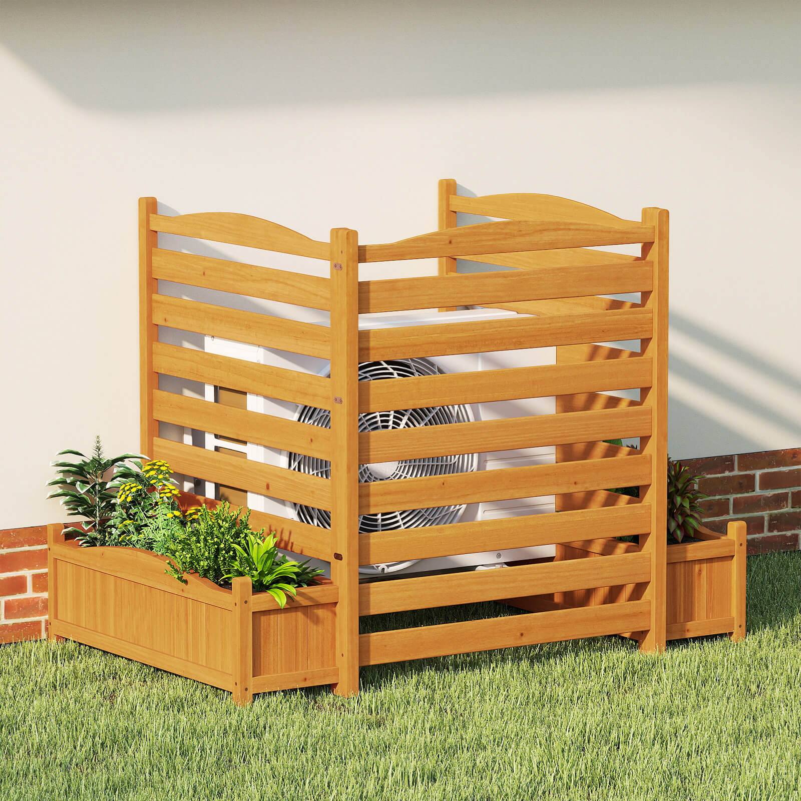 Alt View 2. Costway - Costway 2 PCS Air Conditioner Fence with Planter Box, 3-Panel Freestanding Privacy Screen - Natural.