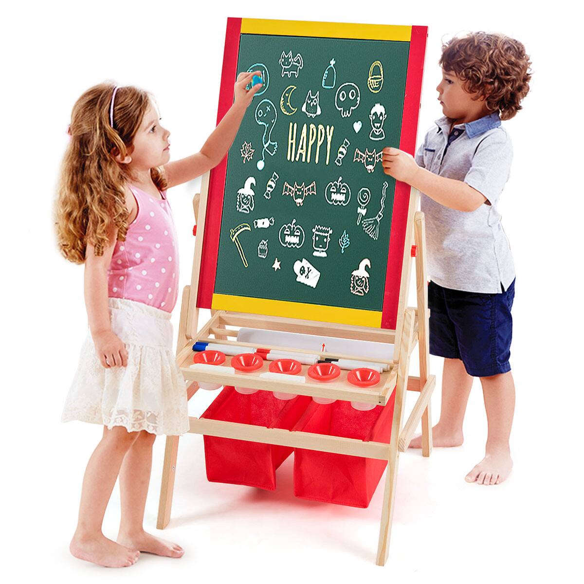 Alt View 21. Costway - Flip-Over Double-Sided Kids Art Easel Paper Roll Storage Bins - Multicolor.