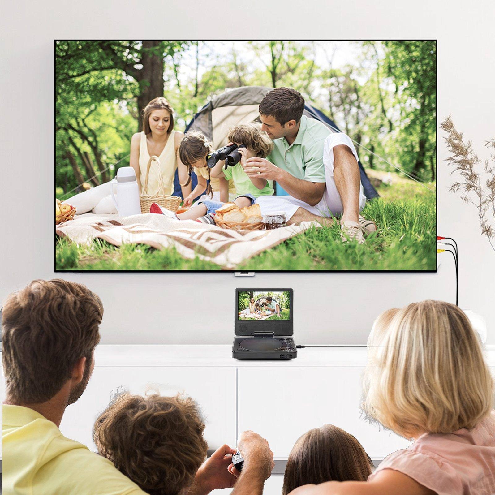 Alt View 1. Glintex - Portable DVD Player 7" HD Swivel Screen, 4H Battery, Dual Speakers, USB SD CD DVD, TV Sync, Car Charger, Remote.