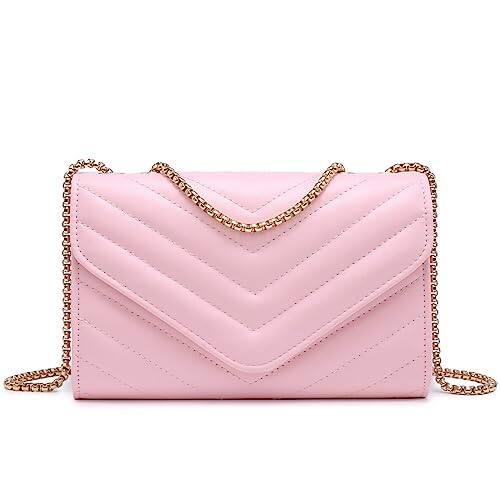 Fabibe - Women Small Quilted Crossbody Bags Stylish Designer Evening Bag Clutch Purses And Handbags With Chain Shoulder Strap - Pink