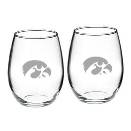Jardine - Iowa Hawkeyes 21oz. 2-Piece Stemless Wine Glass Set - Multicolor