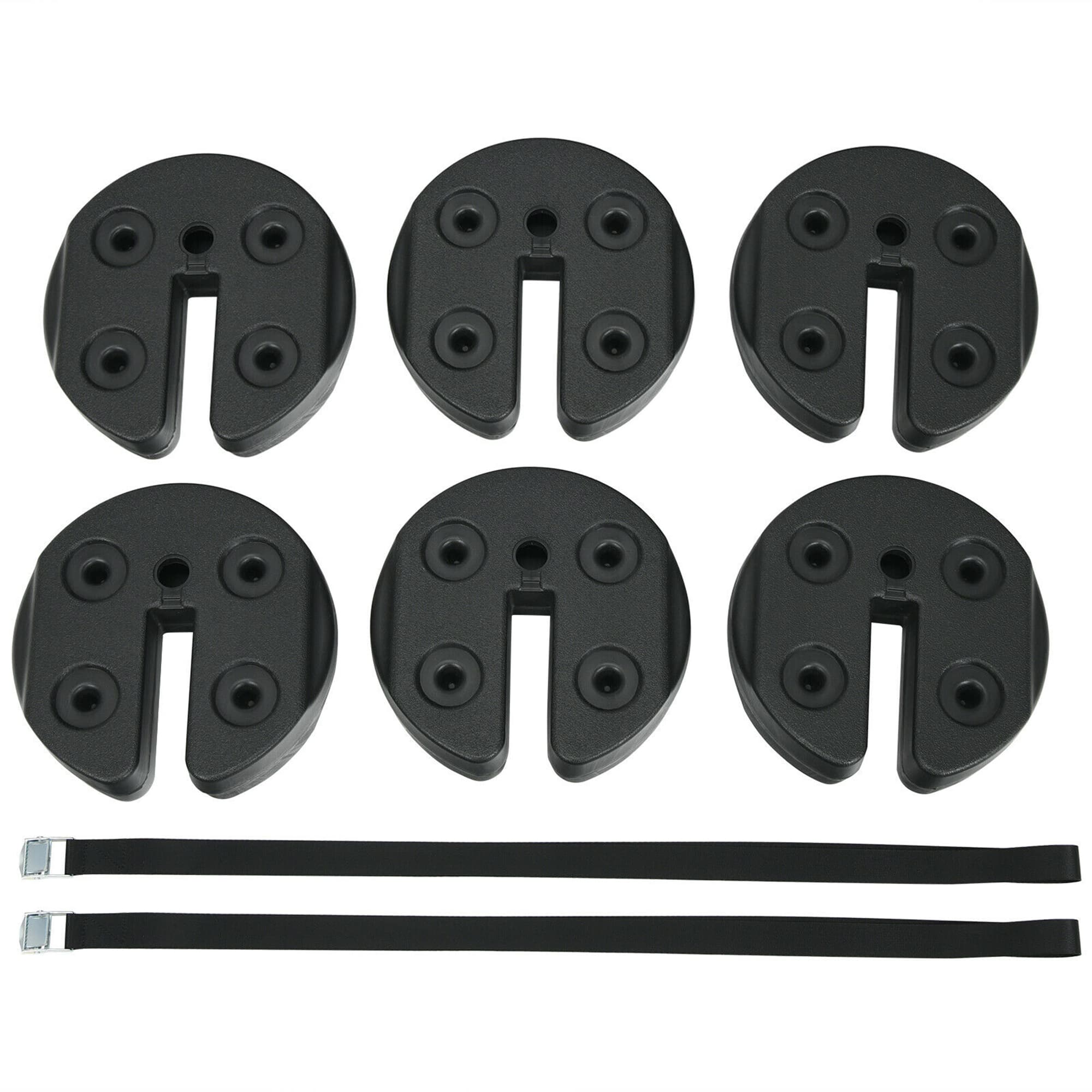 Gymax - 6PCS Weight Plates Patio Canopy Tent Gazebo Shade Umbrella Water Filled 30LBS - Black