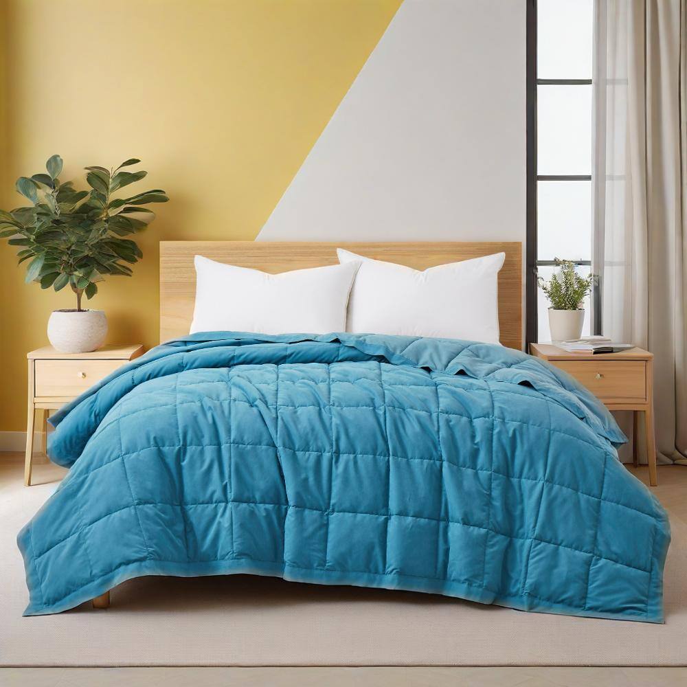 Front. Peace Nest - Peace Nest Oversized Reversible Microfiber Bedding Blanket, Lightweight Soft with Satin Trim, Dark/Light Blue, 108x90" - Dark Blue/Light Blue.