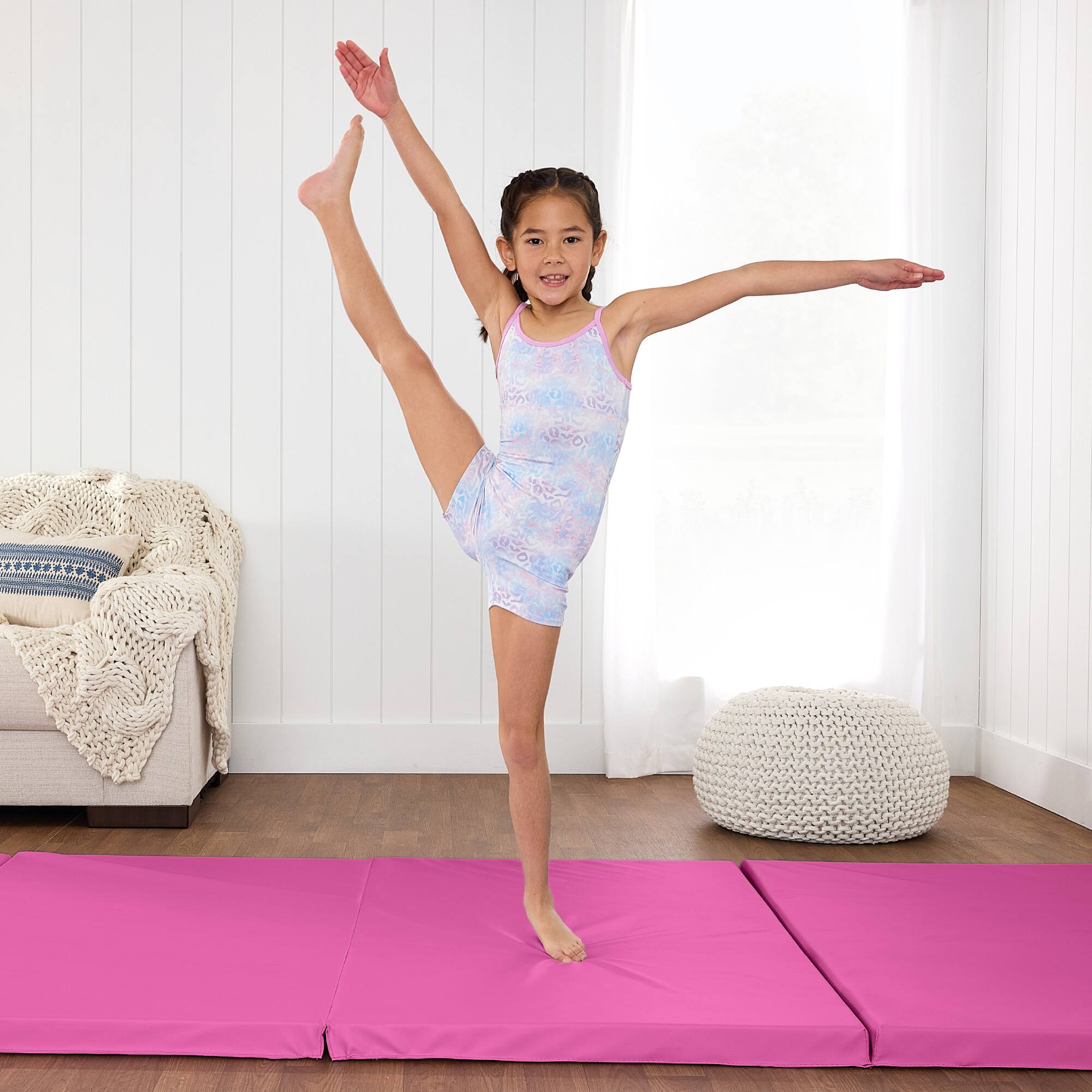 Alt View 1. Best Choice Products - Best Choice Products 10ftx4ftx2in Folding Gym Mat 4-Panel Gymnastics Workout Floor Mats w/ Handles  Pink - Pink.