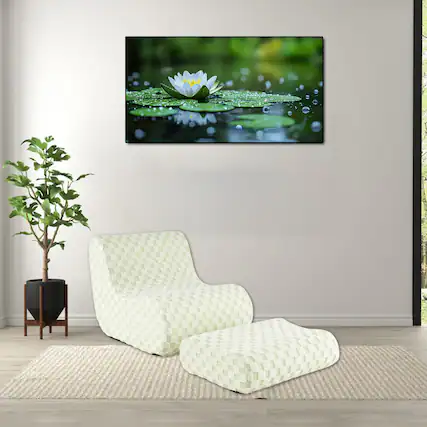 Front. Hivvago - Comfortable Bean Bag Chair with Matching Ottoman and High-Resilience Sponge Filling - Green.